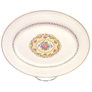 Vintage American Limoges Delight Oval Dinner Platter 22K Gold On Rim - 13.5x10